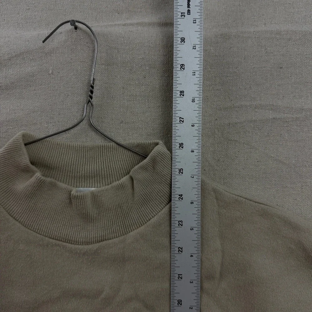 Wills & Co‎ Short Sleeve Knit Sweater Mens Medium Tan Mock Neck Cotton USA Made